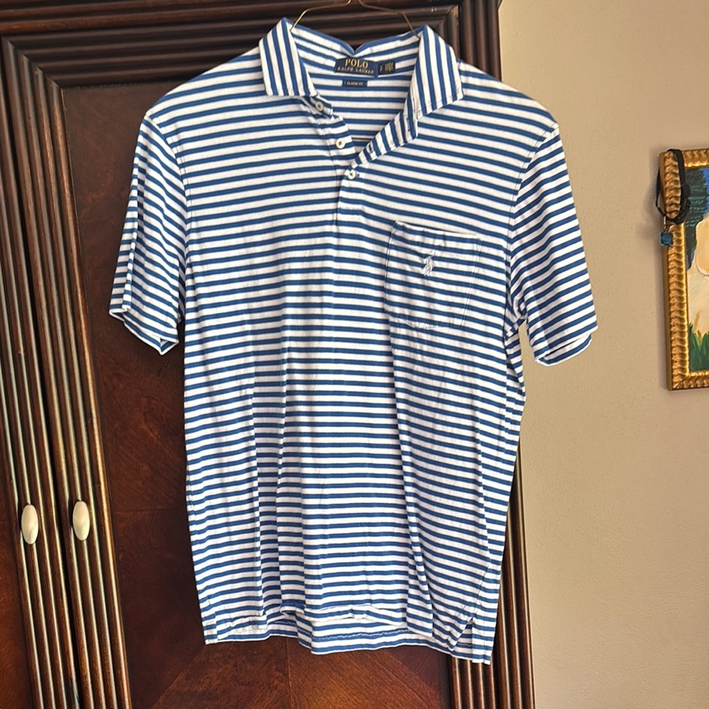 Polo by Ralph Lauren Blue and White Striped Polo Shirt